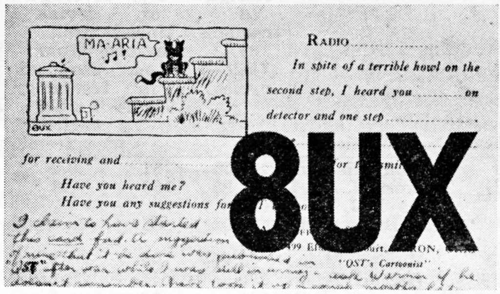 QST September 1924, p. 37, 8UX card.